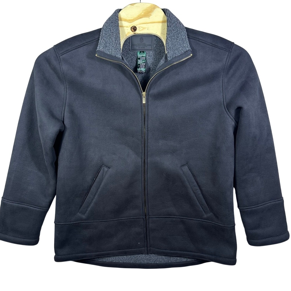 Lauren Ralph Lauren Jacket Womens Large Black Faux Suede Sherpa Lined Full Zip‎